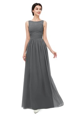 ColsBM Skyler Grey Bridesmaid Dresses Sheer A-line Sleeveless Classic Ruching Zipper