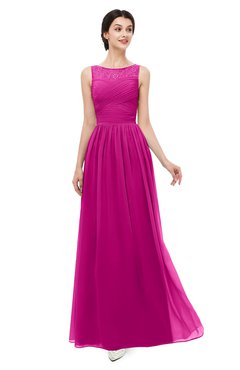 ColsBM Skyler Hot Pink Bridesmaid Dresses Sheer A-line Sleeveless Classic Ruching Zipper