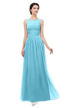 ColsBM Skyler Light Blue Bridesmaid Dresses Sheer A-line Sleeveless Classic Ruching Zipper