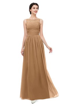 ColsBM Skyler Light Brown Bridesmaid Dresses Sheer A-line Sleeveless Classic Ruching Zipper