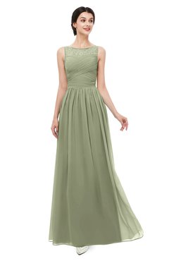 ColsBM Skyler Moss Green Bridesmaid Dresses Sheer A-line Sleeveless Classic Ruching Zipper