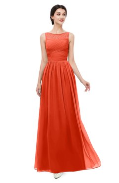 ColsBM Skyler Persimmon Bridesmaid Dresses Sheer A-line Sleeveless Classic Ruching Zipper
