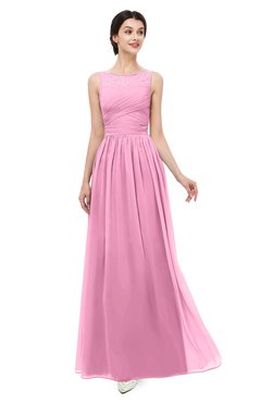 ColsBM Skyler Pink Bridesmaid Dresses Sheer A-line Sleeveless Classic Ruching Zipper
