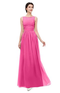 ColsBM Skyler Rose Pink Bridesmaid Dresses Sheer A-line Sleeveless Classic Ruching Zipper