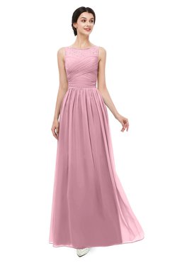 ColsBM Skyler Rosebloom Bridesmaid Dresses Sheer A-line Sleeveless Classic Ruching Zipper