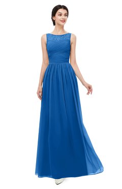 ColsBM Skyler Royal Blue Bridesmaid Dresses Sheer A-line Sleeveless Classic Ruching Zipper