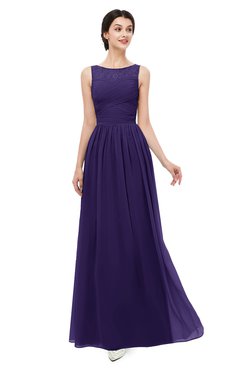 ColsBM Skyler Royal Purple Bridesmaid Dresses Sheer A-line Sleeveless Classic Ruching Zipper