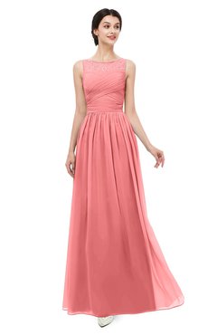 ColsBM Skyler Shell Pink Bridesmaid Dresses Sheer A-line Sleeveless Classic Ruching Zipper