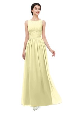 ColsBM Skyler Soft Yellow Bridesmaid Dresses Sheer A-line Sleeveless Classic Ruching Zipper