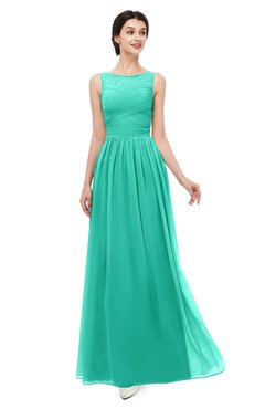 ColsBM Skyler Viridian Green Bridesmaid Dresses Sheer A-line Sleeveless Classic Ruching Zipper