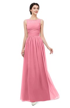 ColsBM Skyler Watermelon Bridesmaid Dresses Sheer A-line Sleeveless Classic Ruching Zipper