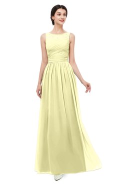 ColsBM Skyler Wax Yellow Bridesmaid Dresses Sheer A-line Sleeveless Classic Ruching Zipper