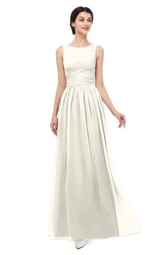 ColsBM Skyler Whisper White Bridesmaid Dresses Sheer A-line Sleeveless Classic Ruching Zipper