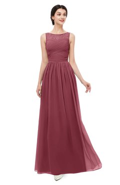 ColsBM Skyler Wine Bridesmaid Dresses Sheer A-line Sleeveless Classic Ruching Zipper
