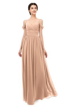 ColsBM Angel Burnt Orange Bridesmaid Dresses Short Sleeve Elegant A-line Ruching Floor Length Backless