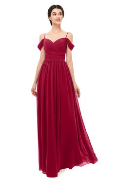 ColsBM Angel Dark Red Bridesmaid Dresses Short Sleeve Elegant A-line Ruching Floor Length Backless