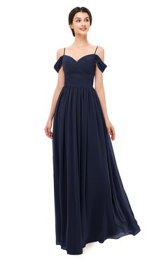 ColsBM Angel Dark Sapphire Bridesmaid Dresses Short Sleeve Elegant A-line Ruching Floor Length Backless
