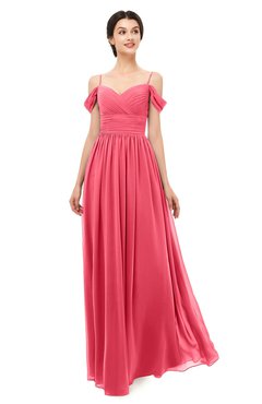 ColsBM Angel Guava Bridesmaid Dresses Short Sleeve Elegant A-line Ruching Floor Length Backless