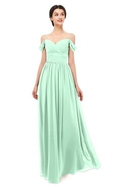 ColsBM Angel Honeydew Bridesmaid Dresses Short Sleeve Elegant A-line Ruching Floor Length Backless