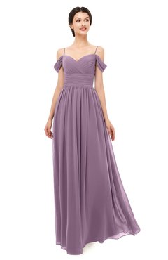 ColsBM Angel Mauve Bridesmaid Dresses Short Sleeve Elegant A-line Ruching Floor Length Backless