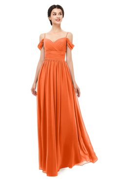 ColsBM Angel Tangerine Bridesmaid Dresses Short Sleeve Elegant A-line Ruching Floor Length Backless