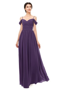 ColsBM Angel Violet Bridesmaid Dresses Short Sleeve Elegant A-line Ruching Floor Length Backless