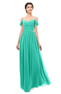 ColsBM Angel Viridian Green Bridesmaid Dresses Short Sleeve Elegant A-line Ruching Floor Length Backless