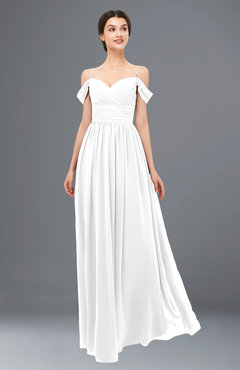 ColsBM Angel White Bridesmaid Dresses Short Sleeve Elegant A-line Ruching Floor Length Backless