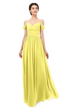 ColsBM Angel Yellow Iris Bridesmaid Dresses Short Sleeve Elegant A-line Ruching Floor Length Backless