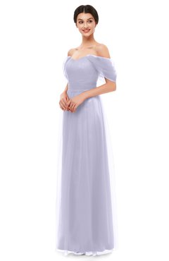 ColsBM Haven Lavender Blue Bridesmaid Dresses Zip up Off The Shoulder Sexy Floor Length Short Sleeve A-line