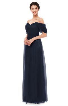 ColsBM Haven Night Sky Bridesmaid Dresses Zip up Off The Shoulder Sexy Floor Length Short Sleeve A-line