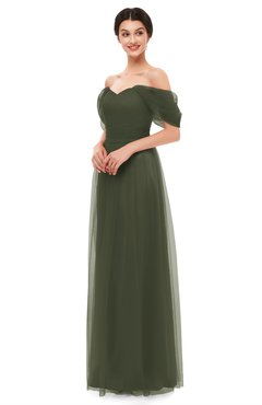 ColsBM Haven Tarmac Bridesmaid Dresses Zip up Off The Shoulder Sexy Floor Length Short Sleeve A-line