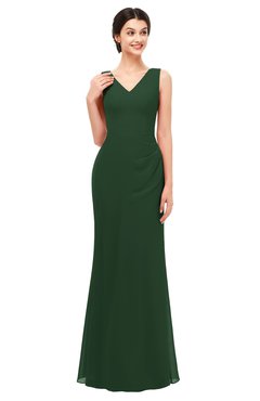 ColsBM Regina Hunter Green Bridesmaid Dresses Mature V-neck Sleeveless Buttons Zip up Floor Length