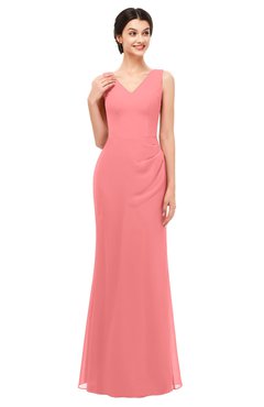 ColsBM Regina Shell Pink Bridesmaid Dresses Mature V-neck Sleeveless Buttons Zip up Floor Length