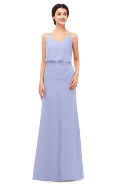 ColsBM Sasha Blue Heron Bridesmaid Dresses Column Simple Floor Length Sleeveless Zip up V-neck