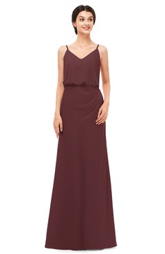ColsBM Sasha Burgundy Bridesmaid Dresses Column Simple Floor Length Sleeveless Zip up V-neck