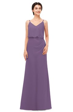 ColsBM Sasha Chinese Violet Bridesmaid Dresses Column Simple Floor Length Sleeveless Zip up V-neck