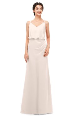 ColsBM Sasha Cream Pink Bridesmaid Dresses Column Simple Floor Length Sleeveless Zip up V-neck
