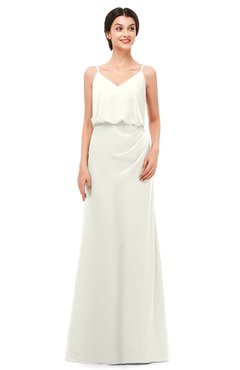 ColsBM Sasha Cream Bridesmaid Dresses Column Simple Floor Length Sleeveless Zip up V-neck