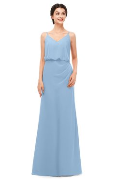 ColsBM Sasha Dusty Blue Bridesmaid Dresses Column Simple Floor Length Sleeveless Zip up V-neck