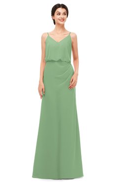 ColsBM Sasha Fair Green Bridesmaid Dresses Column Simple Floor Length Sleeveless Zip up V-neck