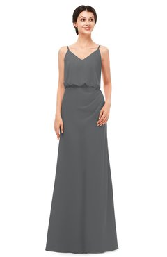 ColsBM Sasha Grey Bridesmaid Dresses Column Simple Floor Length Sleeveless Zip up V-neck