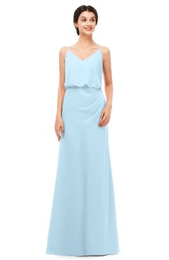 ColsBM Sasha Ice Blue Bridesmaid Dresses Column Simple Floor Length Sleeveless Zip up V-neck