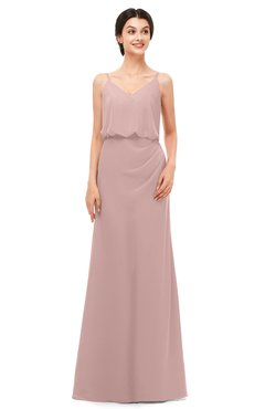 ColsBM Sasha Nectar Pink Bridesmaid Dresses Column Simple Floor Length Sleeveless Zip up V-neck