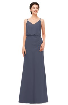 ColsBM Sasha Nightshadow Blue Bridesmaid Dresses Column Simple Floor Length Sleeveless Zip up V-neck