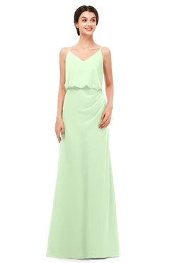 ColsBM Sasha Pale Green Bridesmaid Dresses Column Simple Floor Length Sleeveless Zip up V-neck