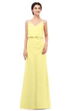 ColsBM Sasha Pastel Yellow Bridesmaid Dresses Column Simple Floor Length Sleeveless Zip up V-neck