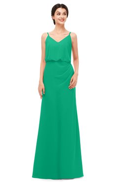ColsBM Sasha Sea Green Bridesmaid Dresses Column Simple Floor Length Sleeveless Zip up V-neck