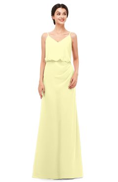 ColsBM Sasha Wax Yellow Bridesmaid Dresses Column Simple Floor Length Sleeveless Zip up V-neck