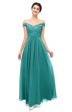 ColsBM Lilith Emerald Green Bridesmaid Dresses Off The Shoulder Pleated Short Sleeve Romantic Zip up A-line